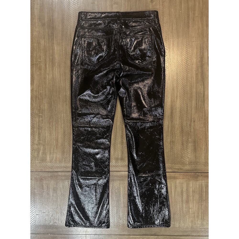 Gap Black Mid Rise Vegan Patent Leather Baby Boot Pants Women’s Size 27/4 Short - Picture 12 of 13